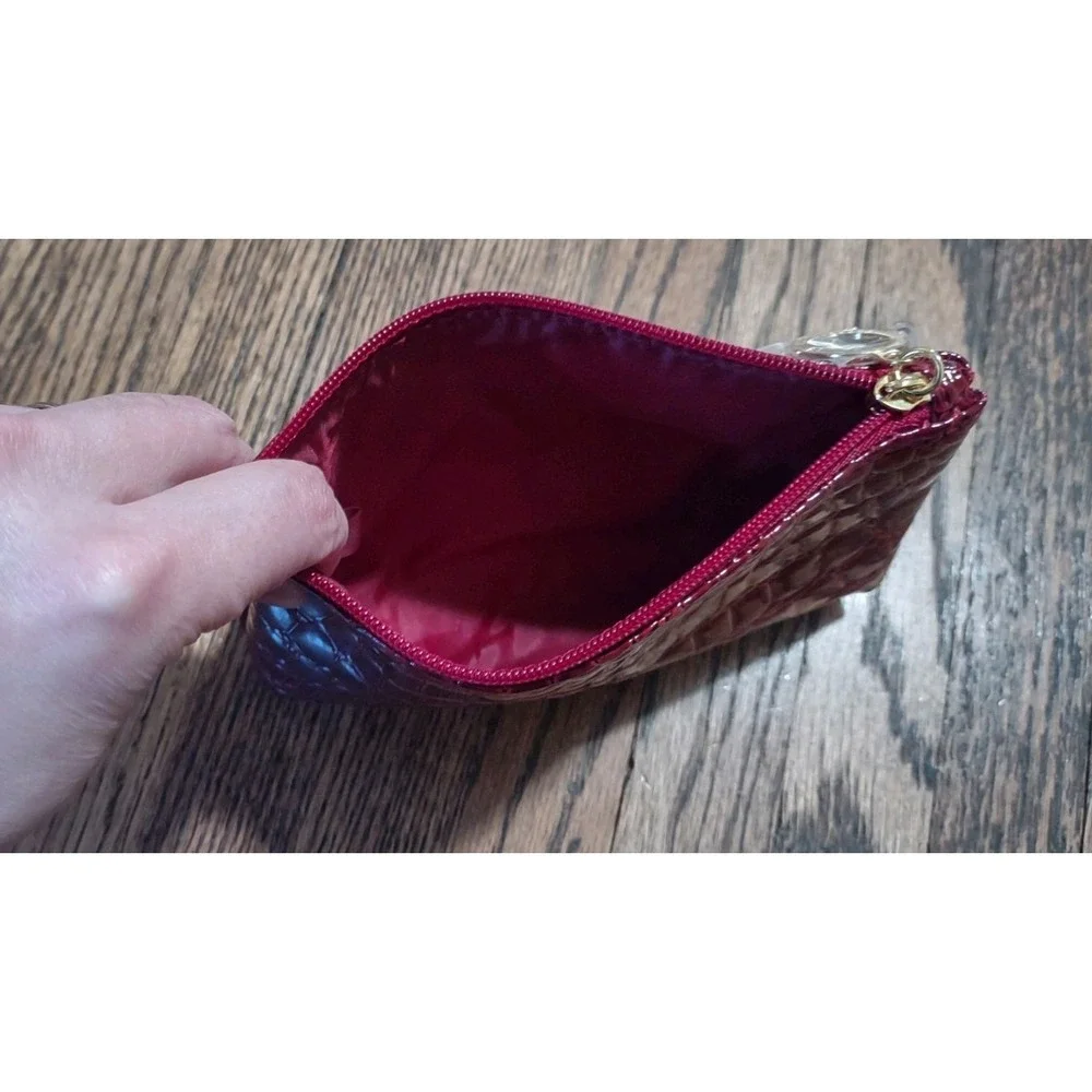 Estee Lauder Red Croc Embossed Cosmetic Bag Set - 2 Piece Makeup Pouch GWP
